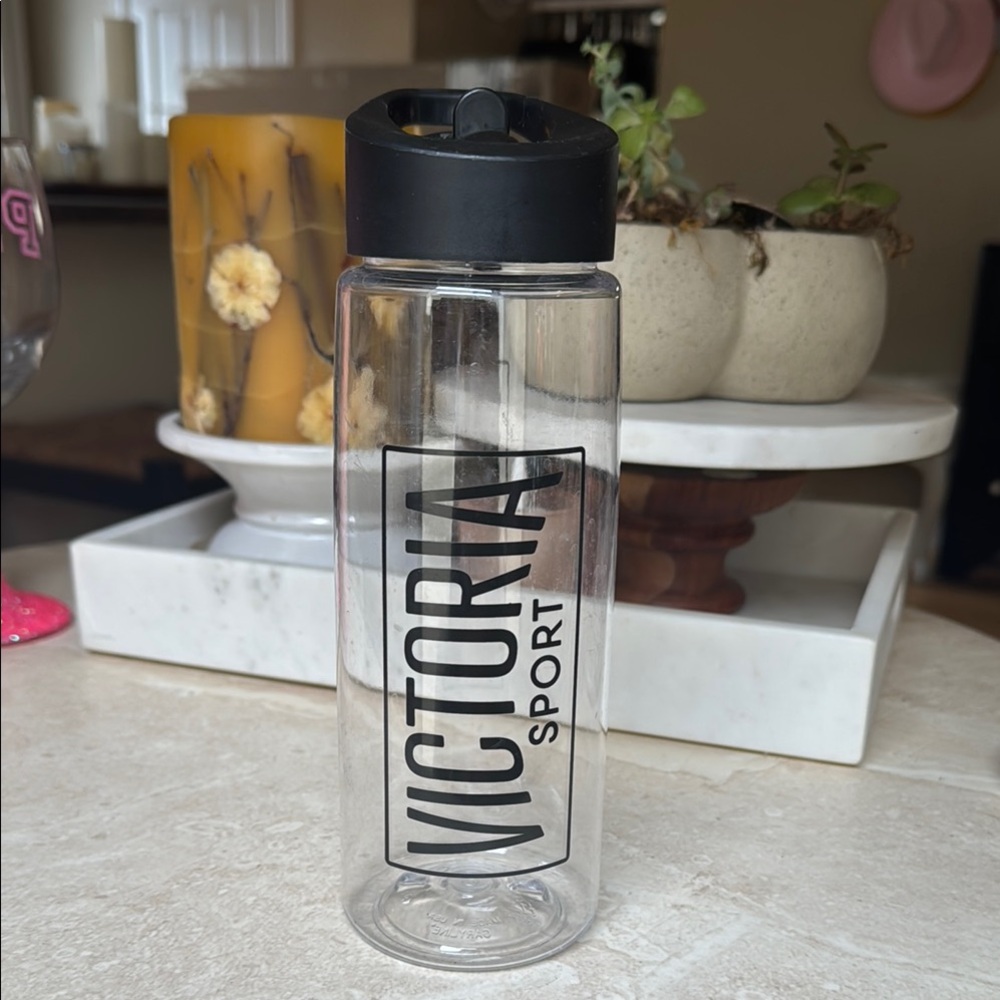 Victoria Sport Clear Water Bottle with Black Lid